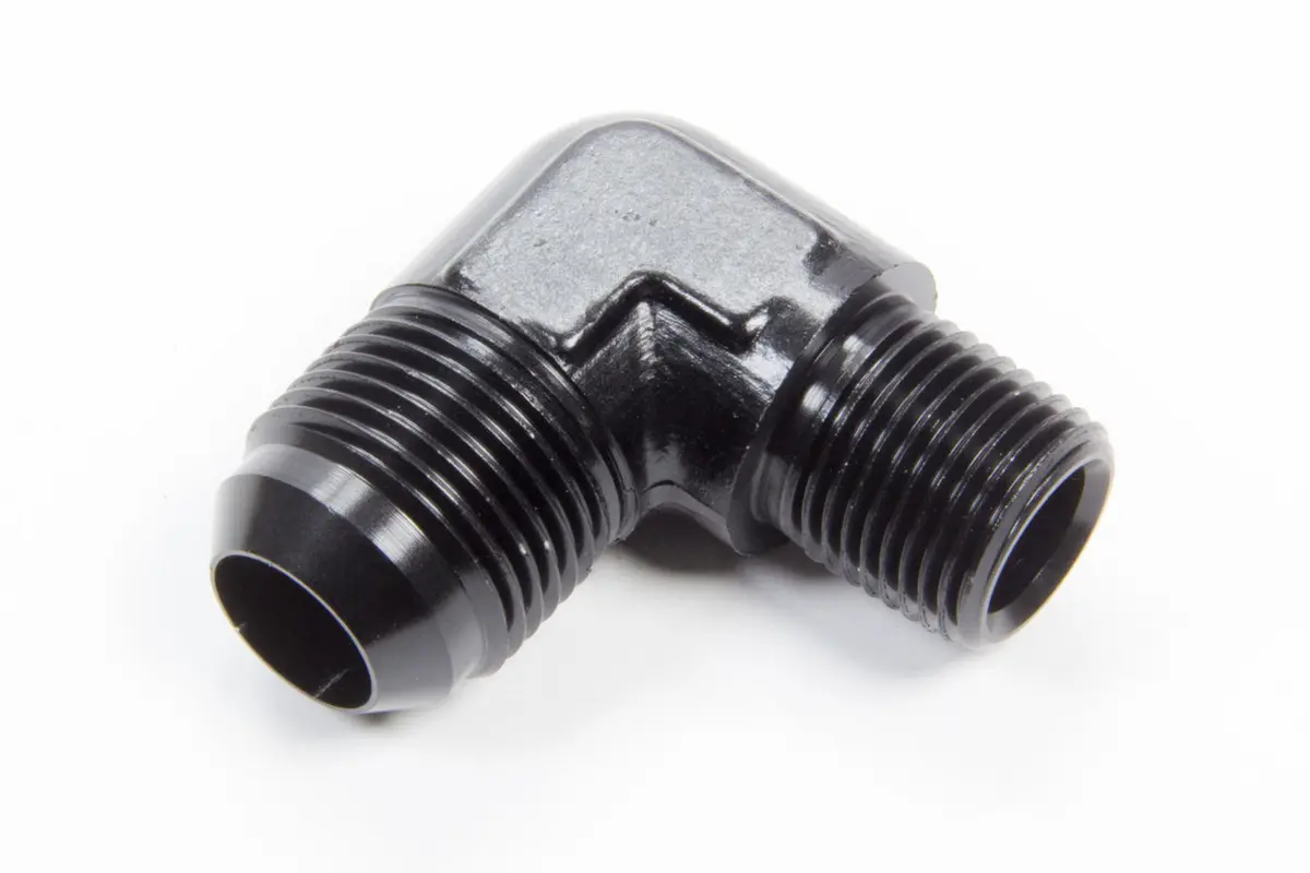 90 Deg #12 To 1/2In Alum Adapter Black 1