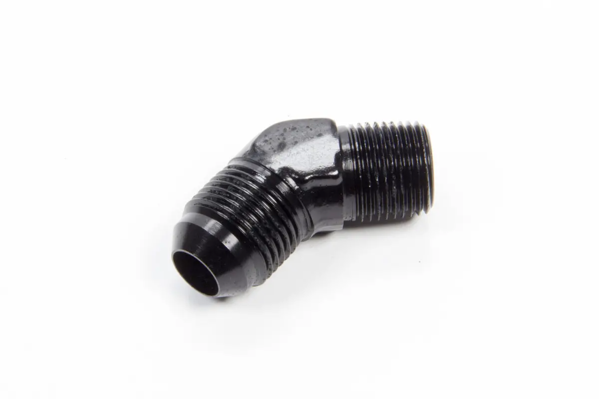 45 Deg Alum #8 To 3/8Npt Fitting Black 1