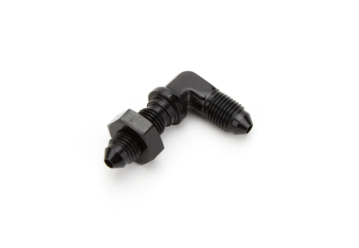 Alum 90 Deg Bulkhead Union #3 Flare Black 1