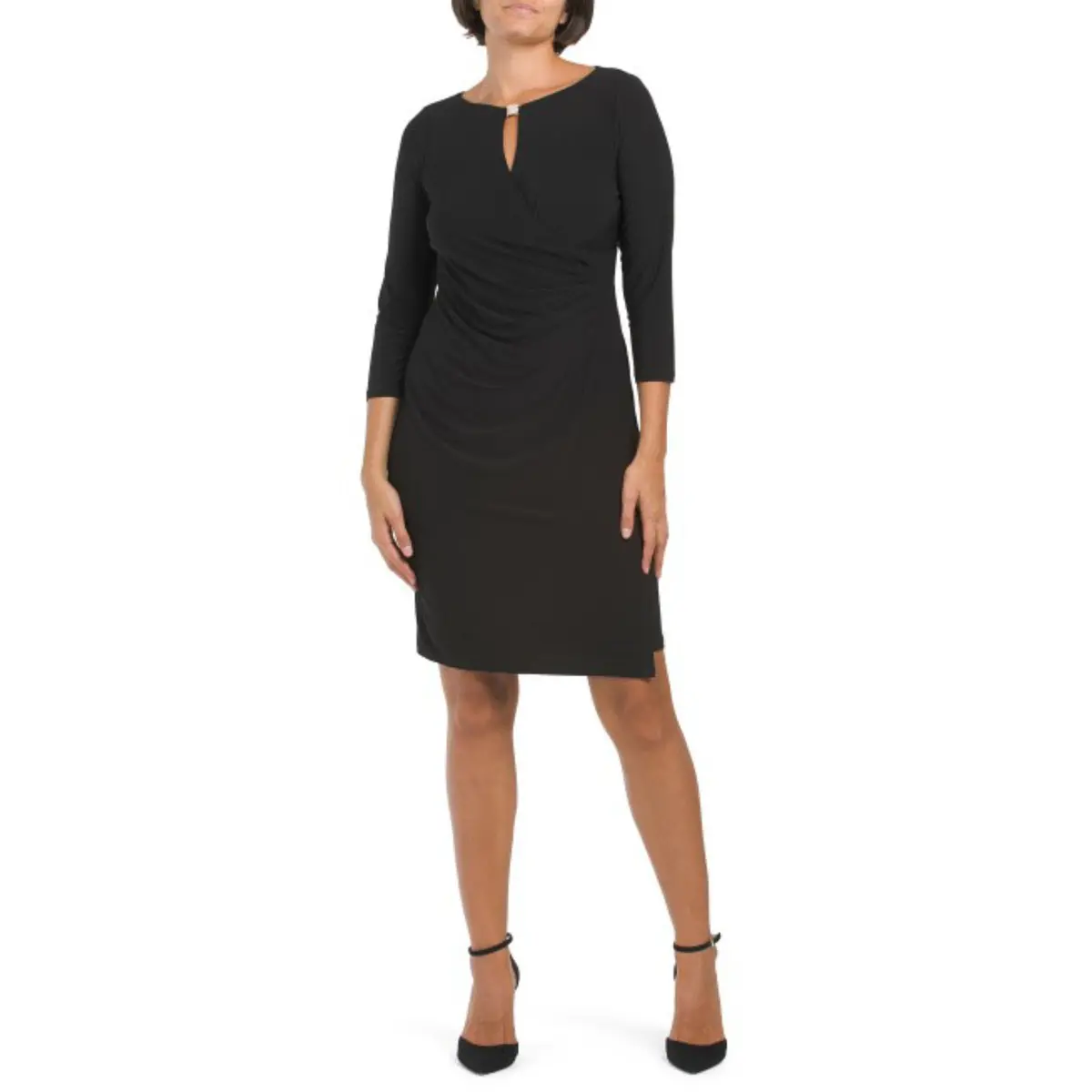 Anne Klein Women's Mary Keyhole Drape Front Mini Dress 1
