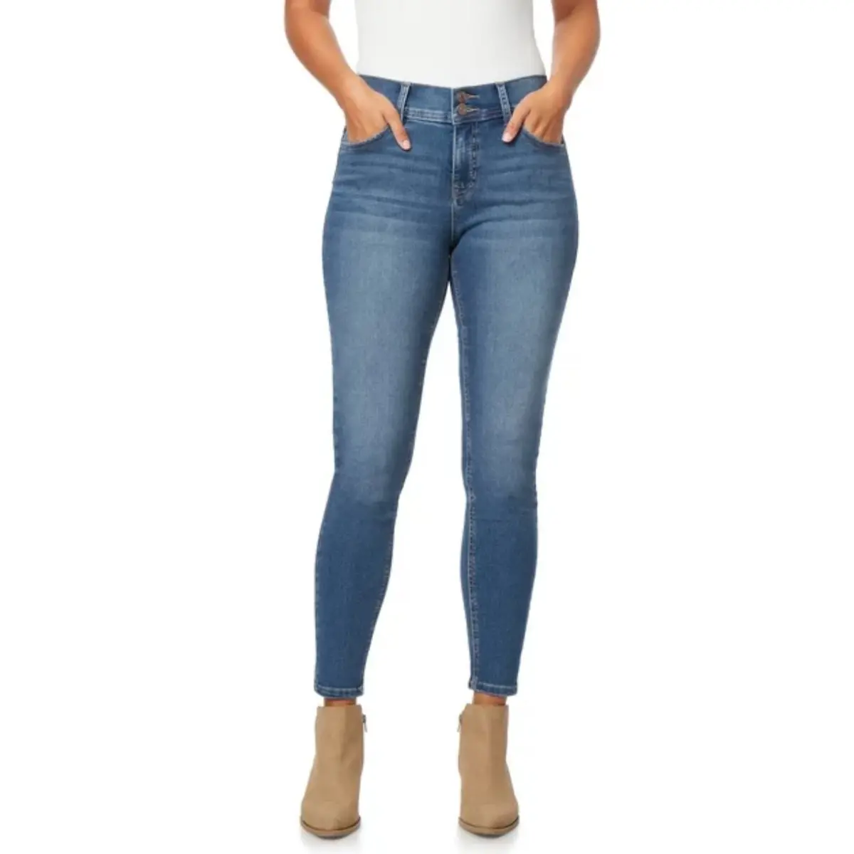 Angels Forever Young Women's High Rise Tummy Tech Curvy Skinny Ankle Jeans 1