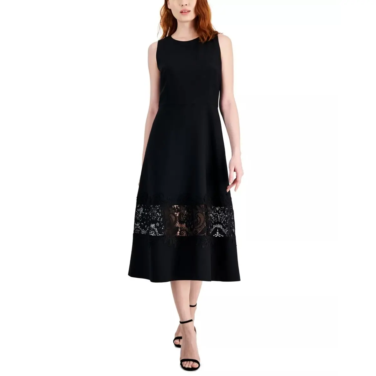 Anne Klein Women's Lace Hem Fit And Flare Midi Dress 1