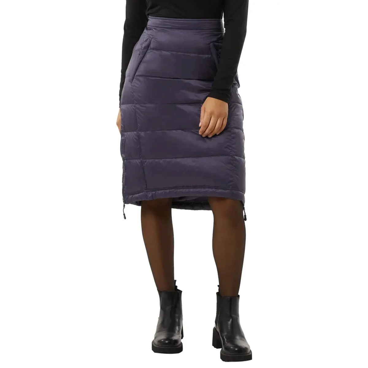 Aventure Women's Quilted Side Zippers Winter Down Insulated Midi Skirt 1