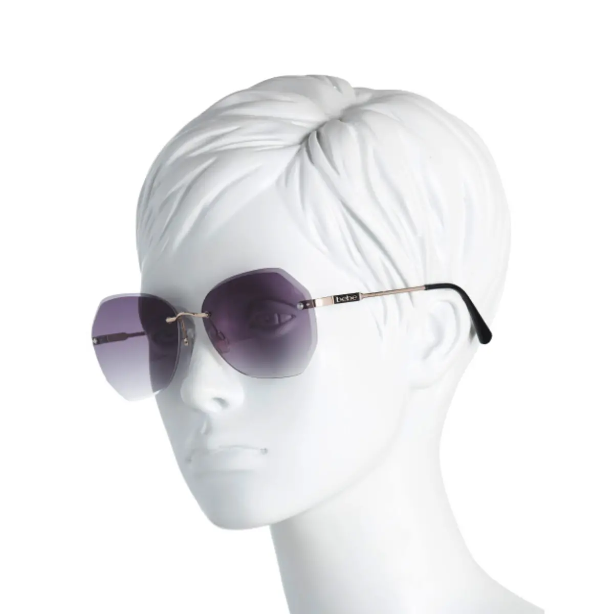 Bebe Women's Gold Tone Geometric Style Metal Frame Sunglasses 1