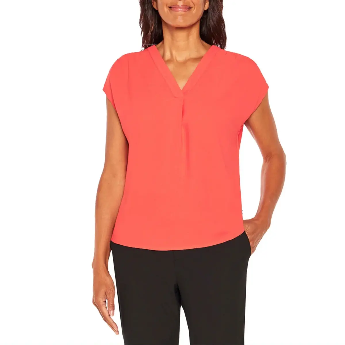 Banana Republic Women's V-Neck Front Pleat Relaxed Fit Blouse Top 1