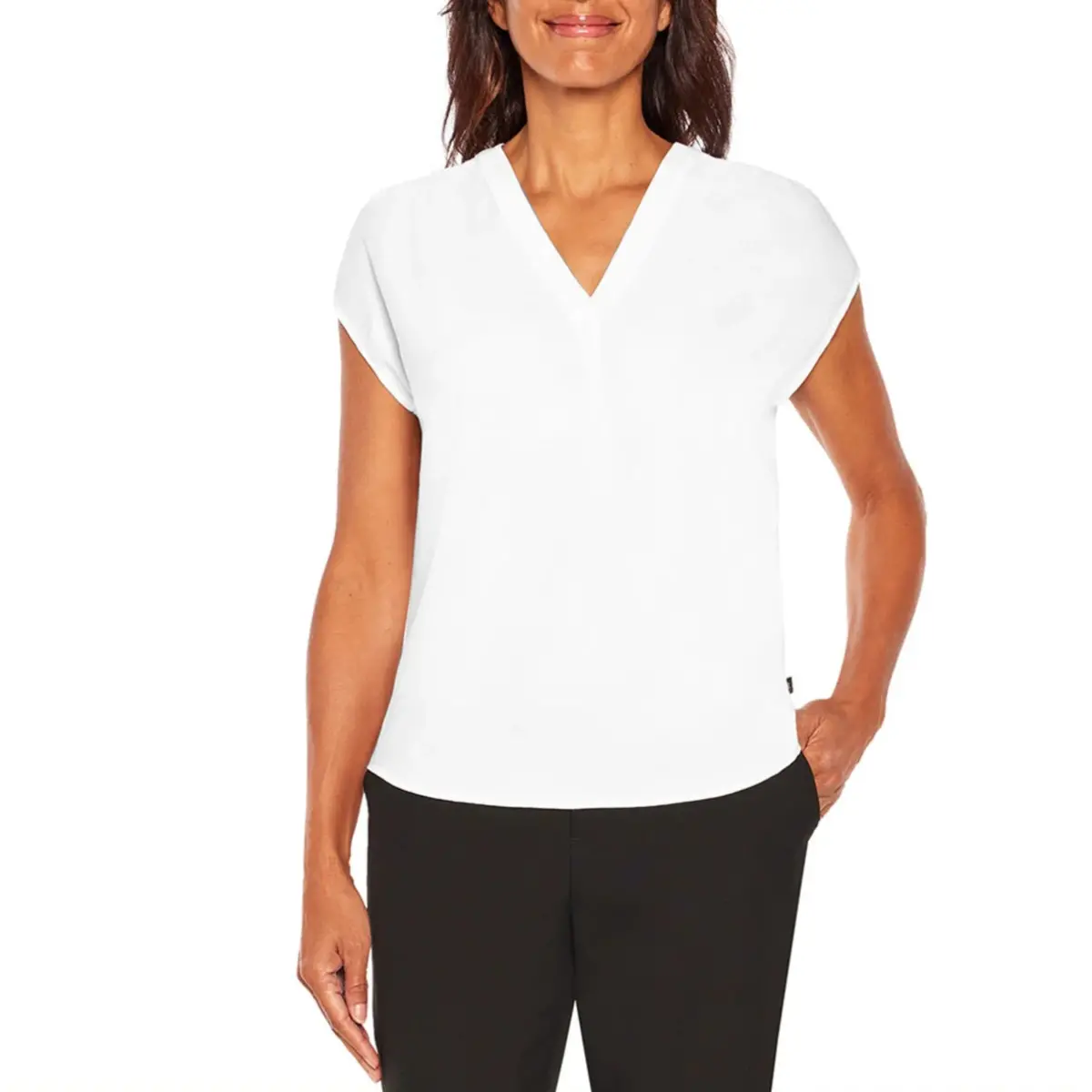 Banana Republic Women's V-Neck Front Pleat Relaxed Fit Blouse Top 1