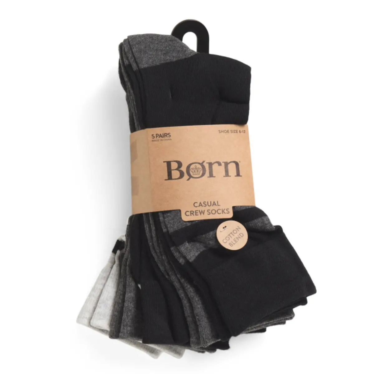 Born Men's 5-Pk Soft Cotton Blend Stripes Casual Crew Socks 1