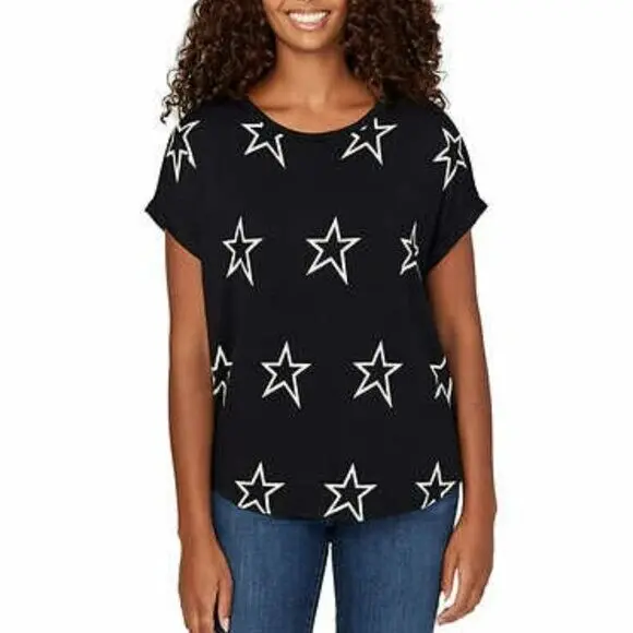 Buffalo D. Bitton Ultra Soft Relaxed Fit Stars Print T-Shirt Top 1