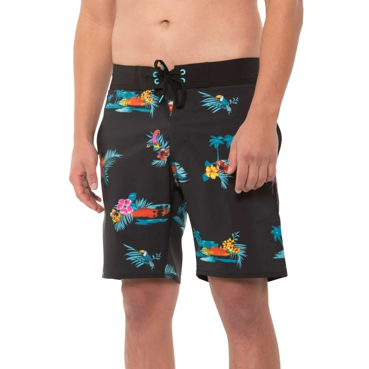 Burnside Men's Parrots Print Beach Trunks Swim Bottom Board Shorts 4