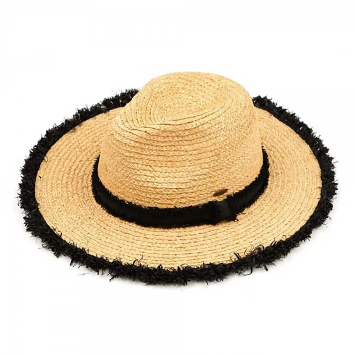 C.C Women's Natural Raffia Frayed Edge Uv Protection Panama Sun Hat 1