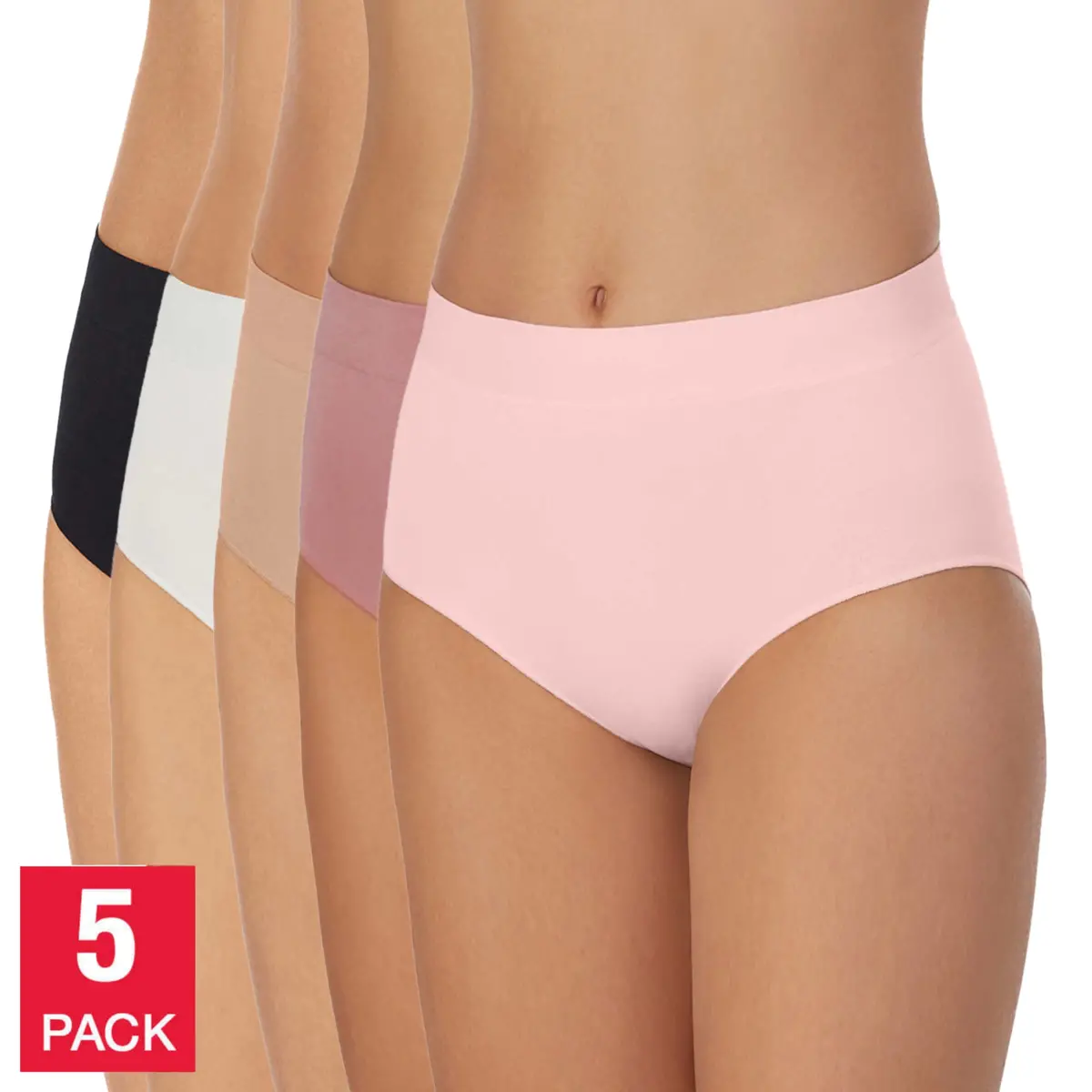 Carole Hochman Women's Multicolor 5-Pack Full Coverage Seamless Soft Brief Panties 1