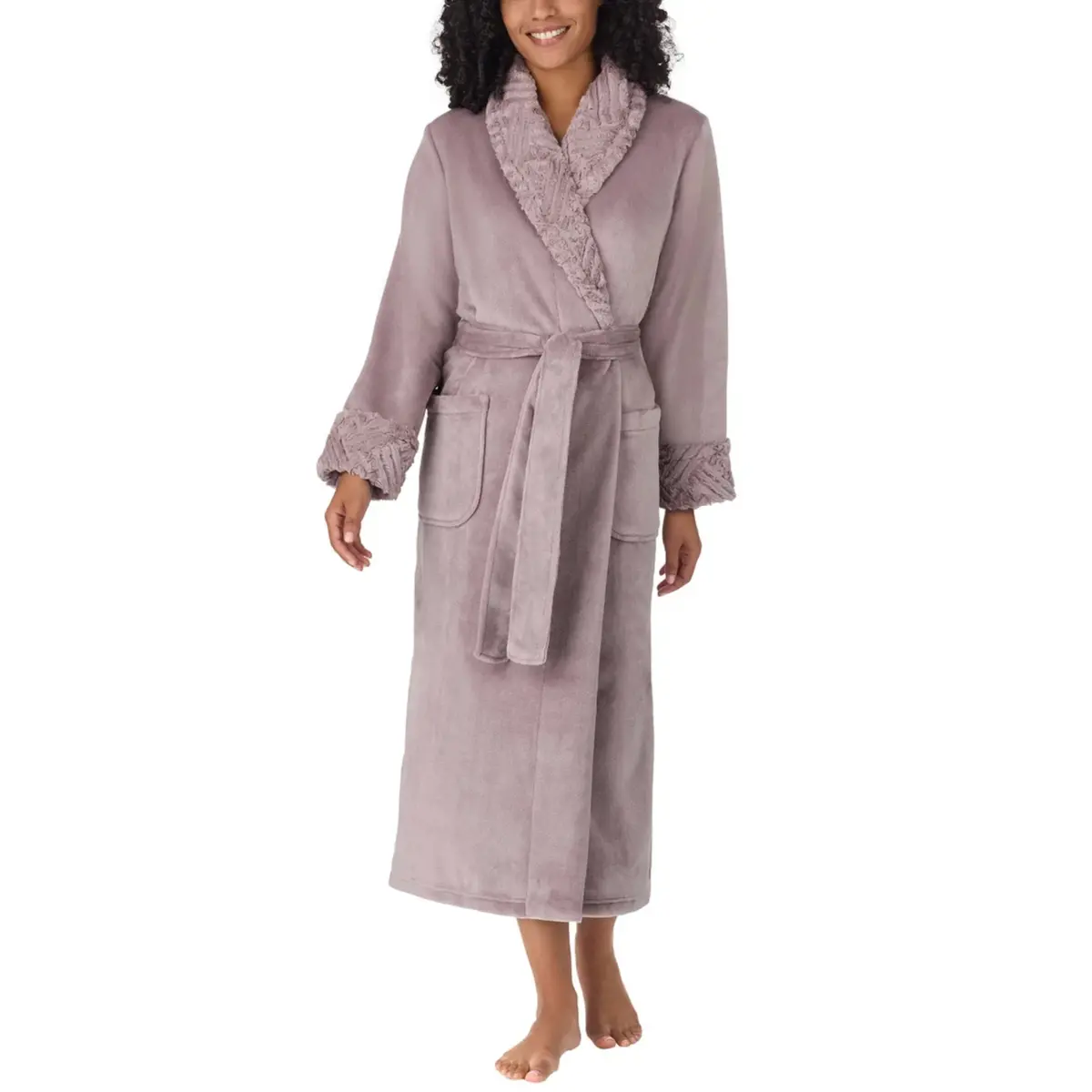 Carole Hochman Women's Silky Soft Shawl Collar Wrap Style Plush Robe 1