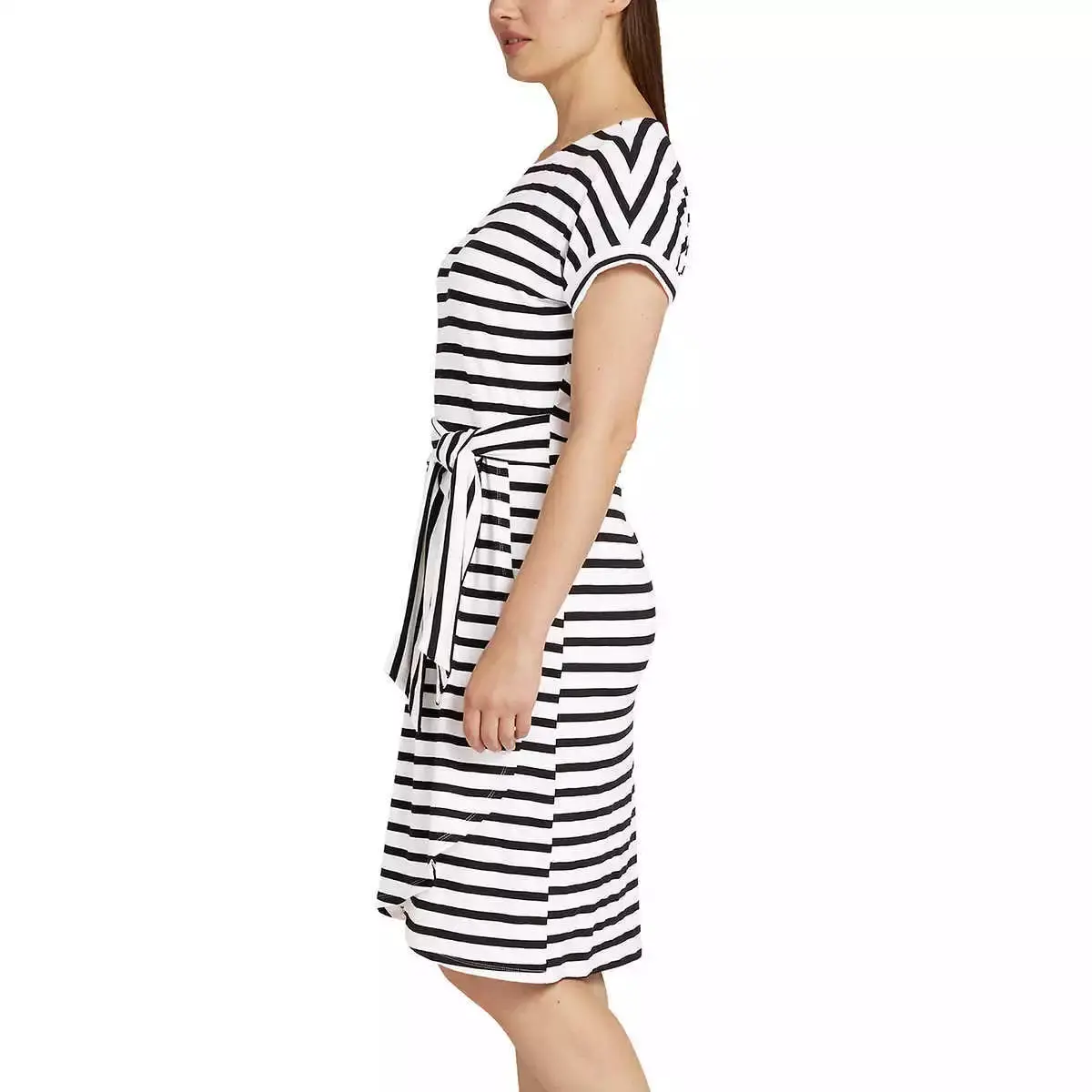 Chaps Women's Crewneck Super Soft Jersey Belted T-Shirt Mini Dress 2