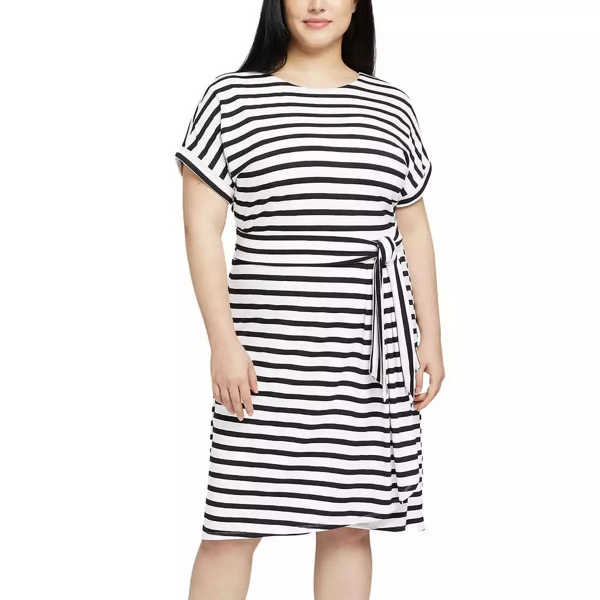 Chaps Women's Crewneck Super Soft Jersey Belted T-Shirt Mini Dress 4