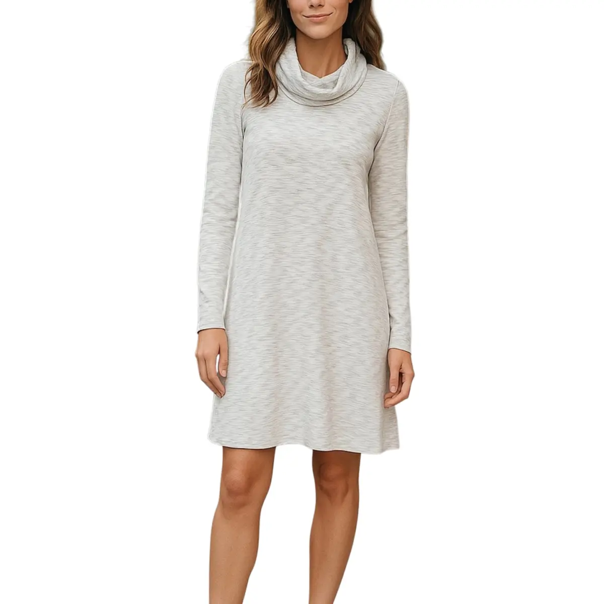 Cupio Women's Cowl Neck Long Sleeve Soft Knit Mini Dress 1