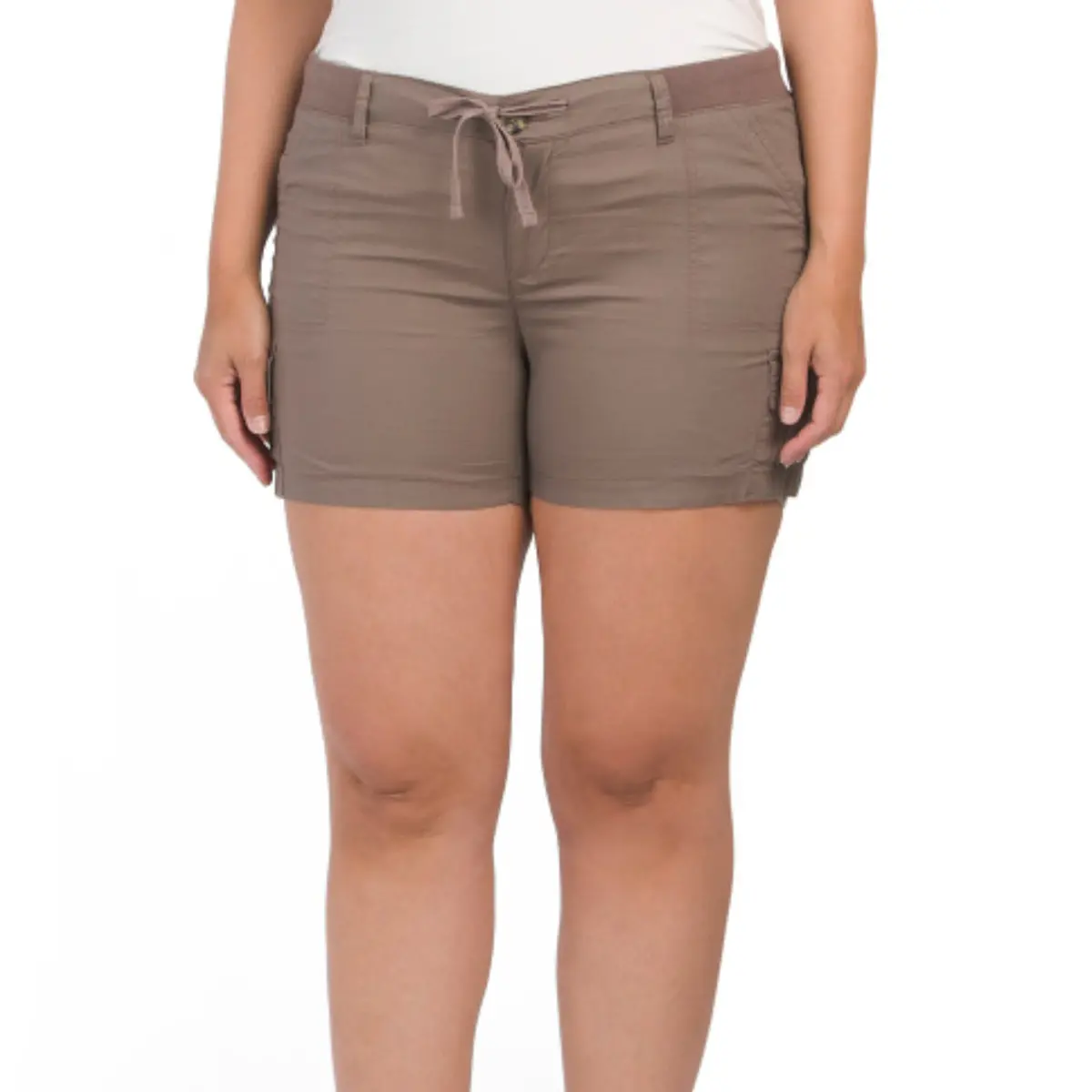 Dash Women's Plus High Rise Stretch Poplin Cargo Shorts 1