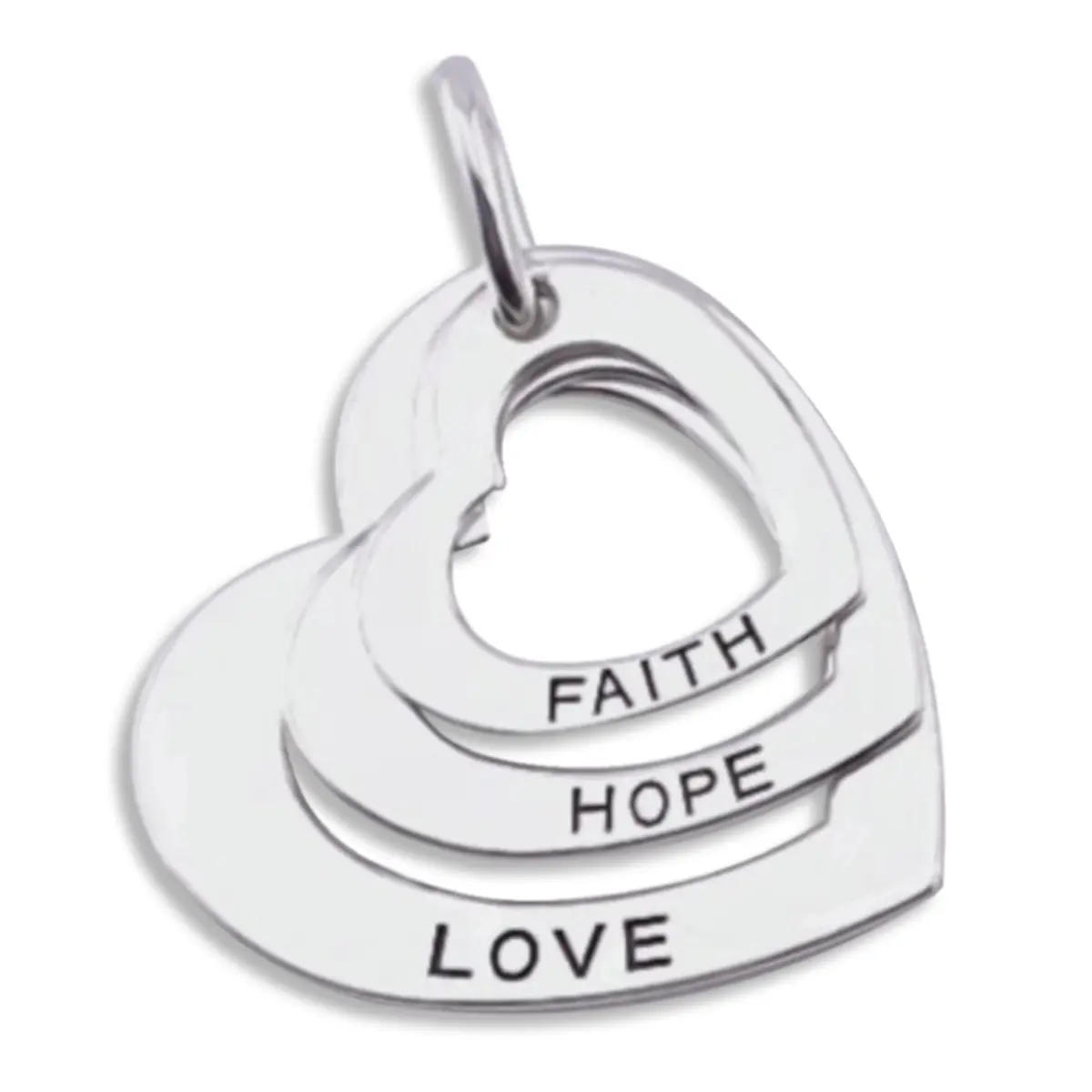 Fashion Women's 925 Sterling Silver Faith Hope Love 3 Heart Pendant 1