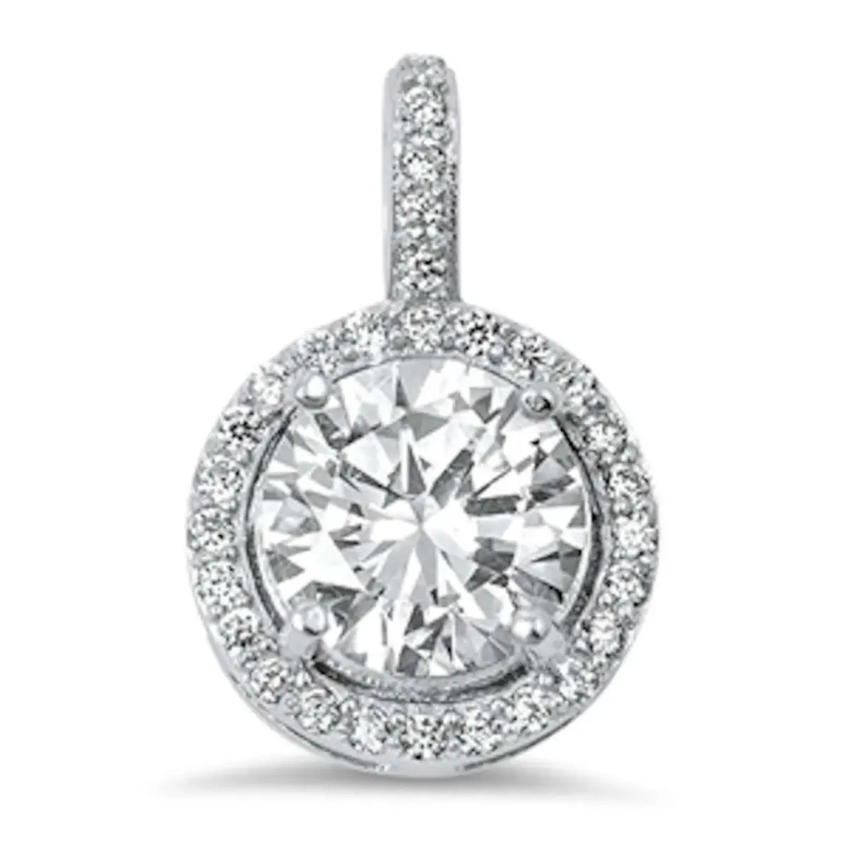 Fashion Women's 925 Sterling Silver Halo Round Cubic Zirconia Pendant 1