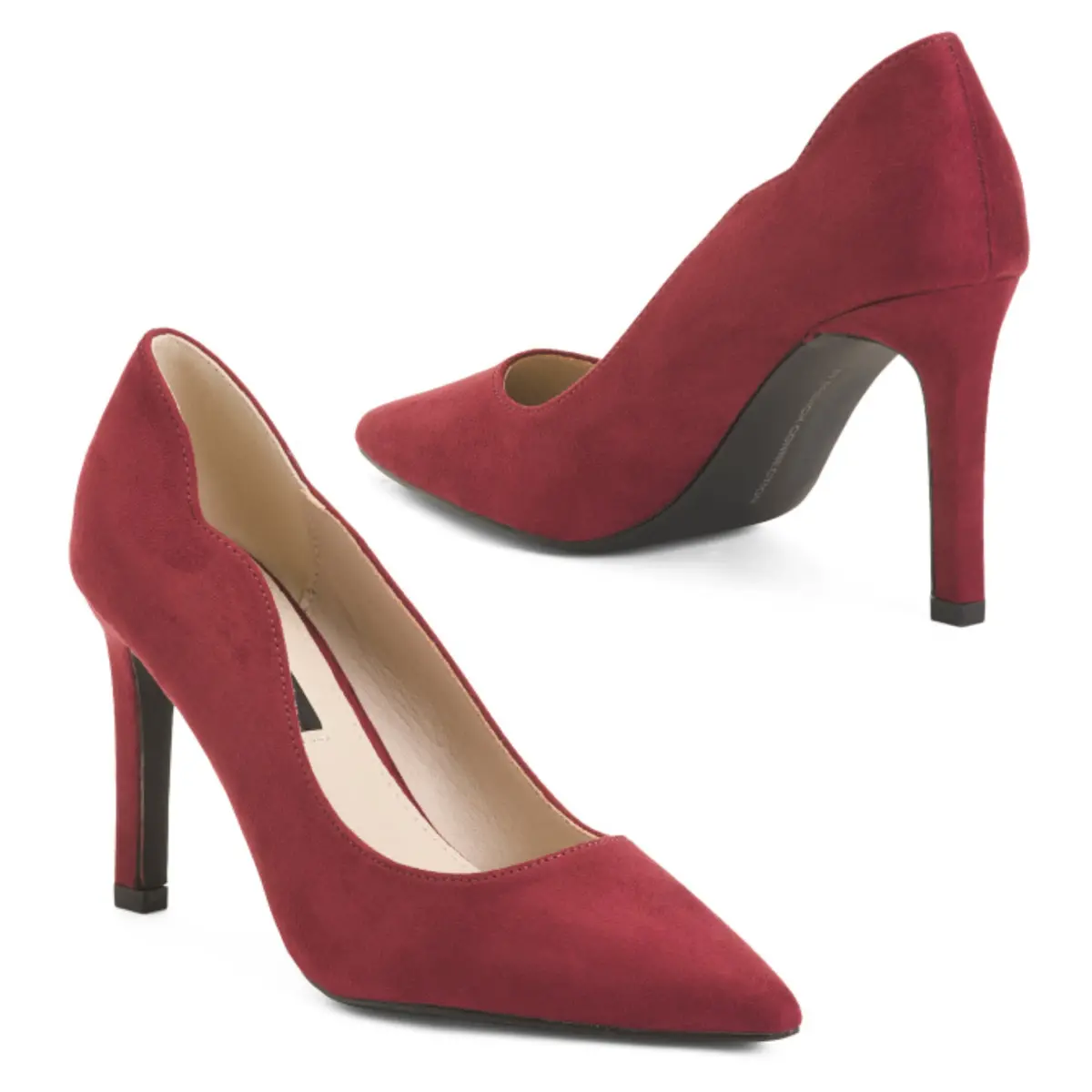 French Connection Women's Pointy Toe Faux Suede Scalloped Pump Heels 1