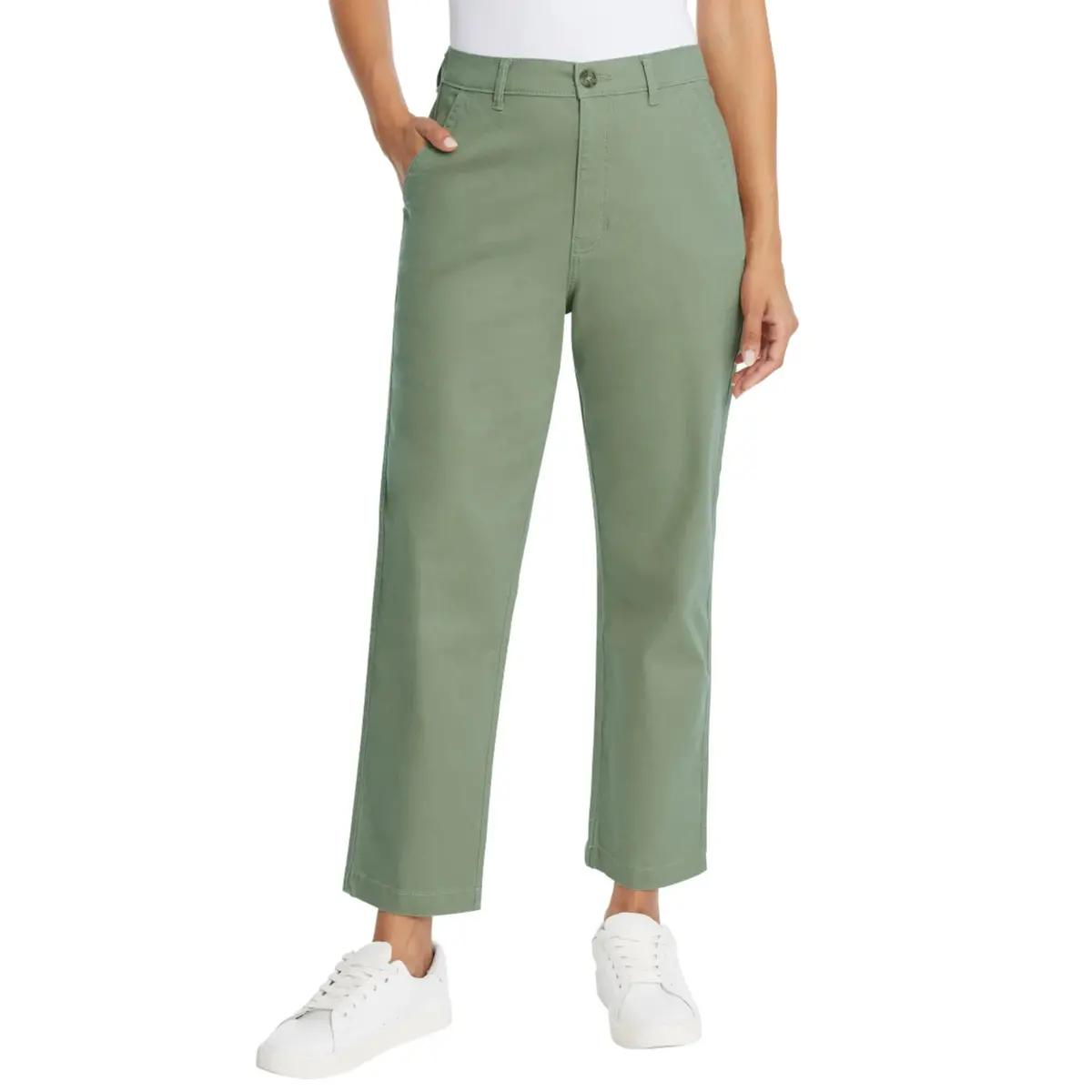 G.H. Bass & Co. Women's Straight Leg Cotton Ankle Chino Pants 1