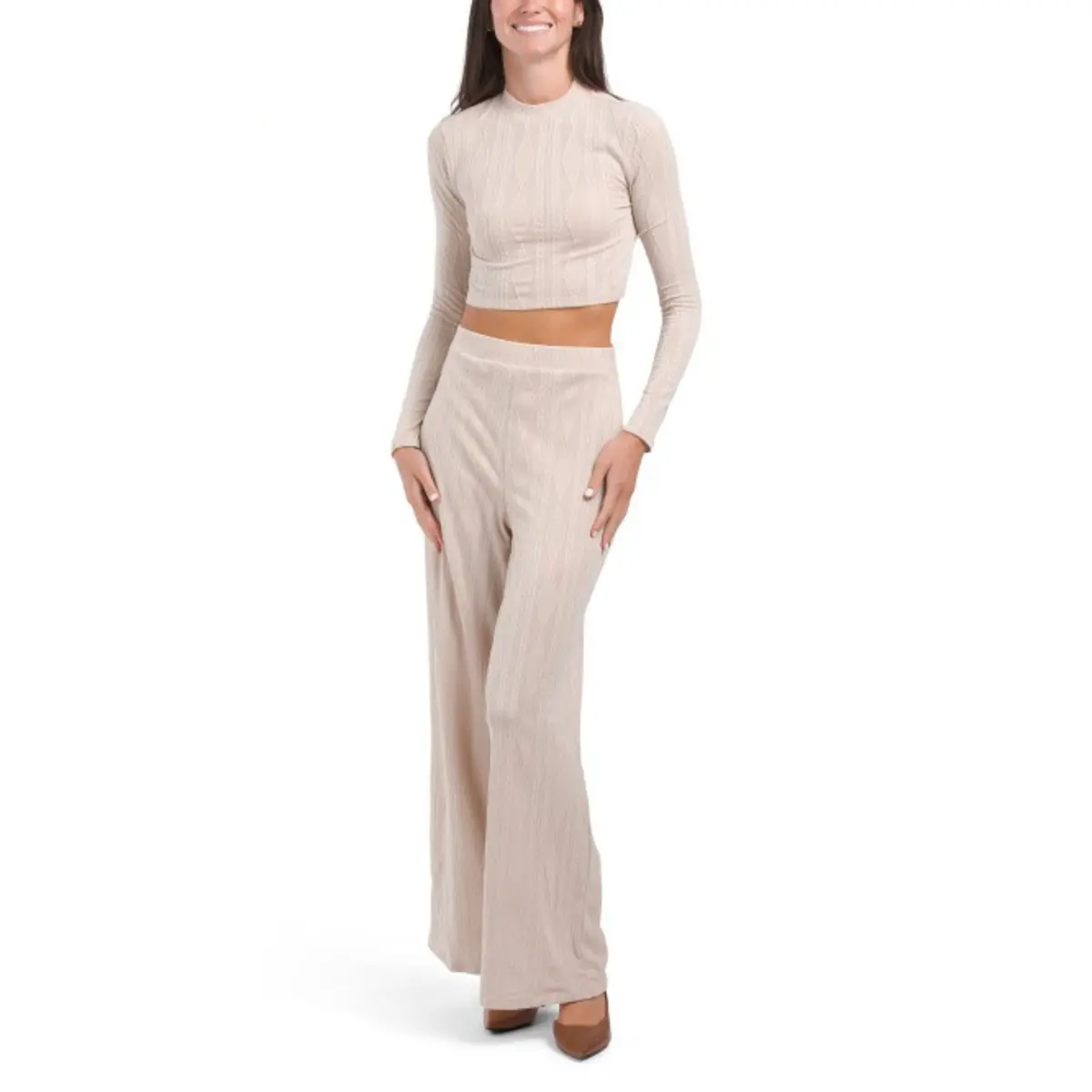 Hunter & Brown Women's Argyle Pattern Soft Long Sleeve Shirt And Pants Set 1