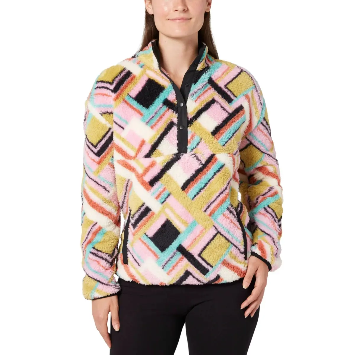 Hurley Women's Snap Super Soft Plush Fleece Sweatshirt Pullover Top 1