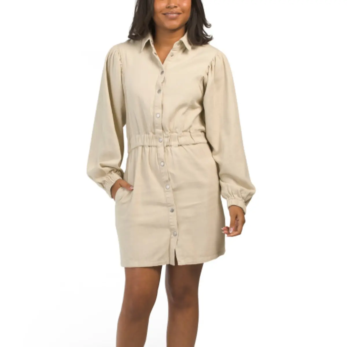 Idem Ditto Women's Cotton Long Sleeve Mini Shirt Dress 1