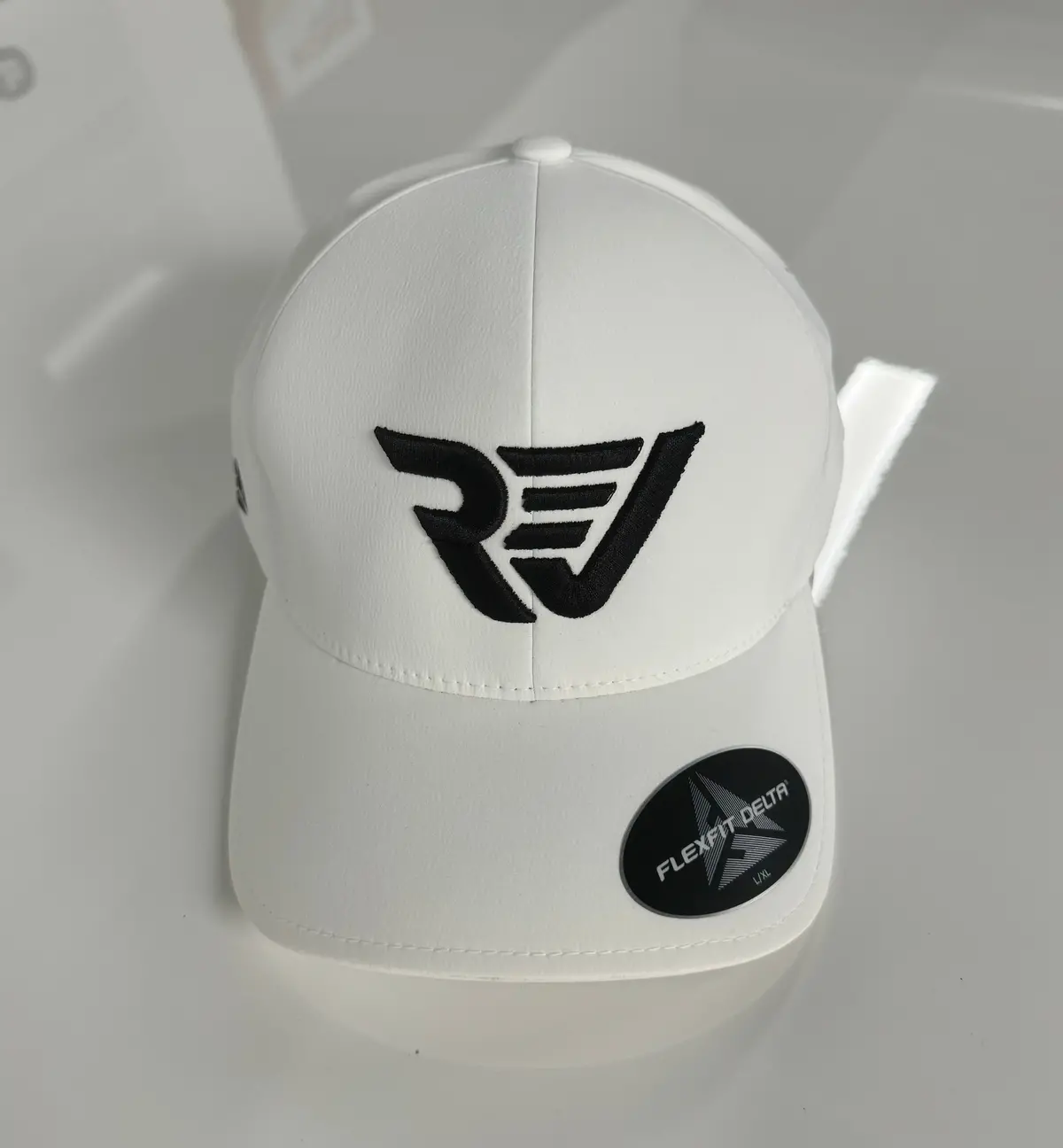 Rev Auto Club White/Black Hat -  Flexfit Delta 1