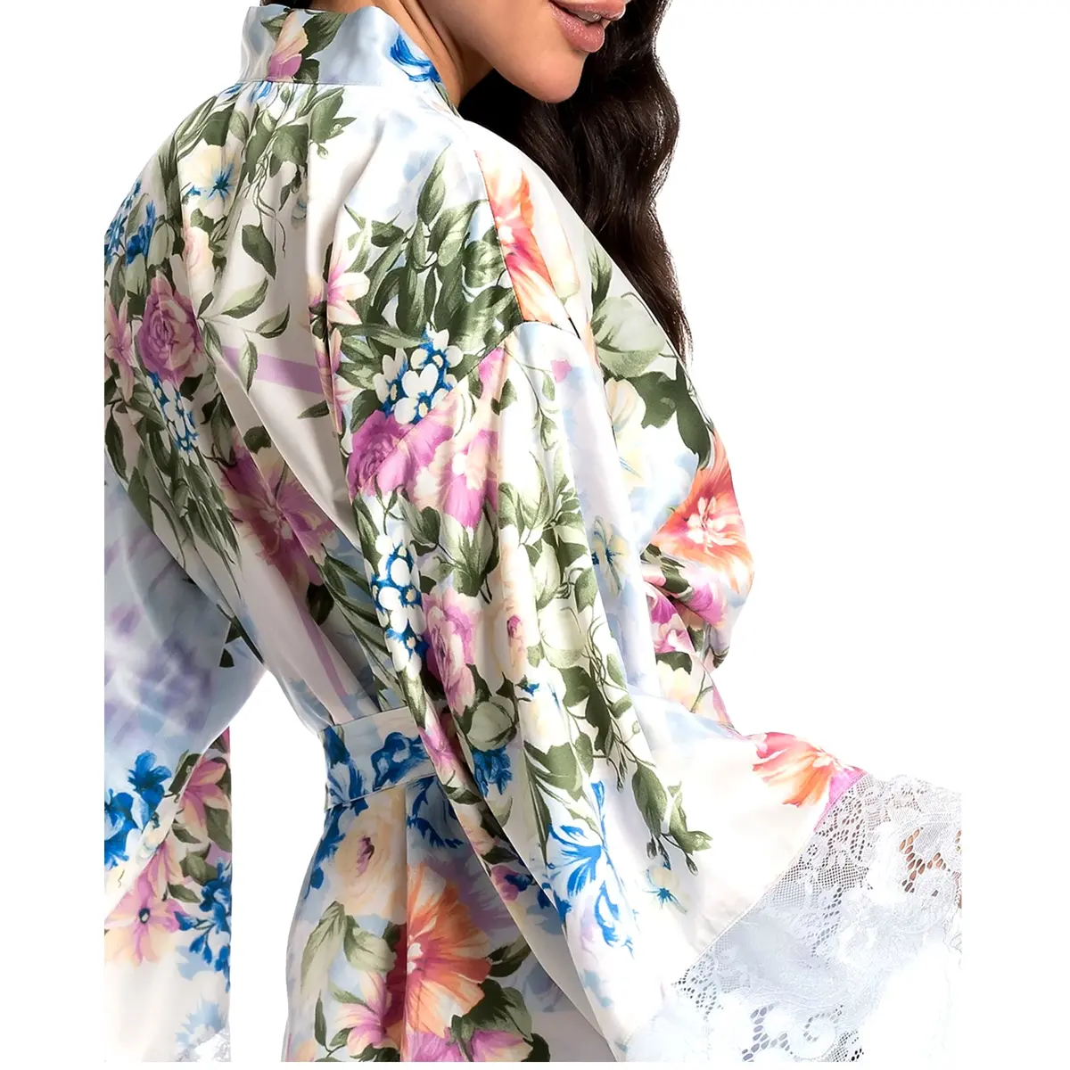 In Bloom Women's Floral Print Lightweight Waist Tie Robe 4