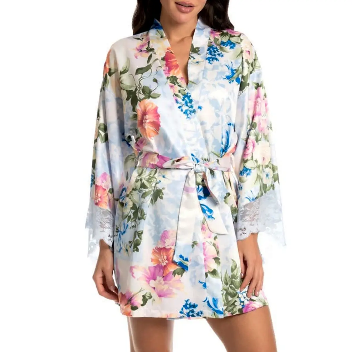 In Bloom Women's Floral Print Lightweight Waist Tie Robe 7