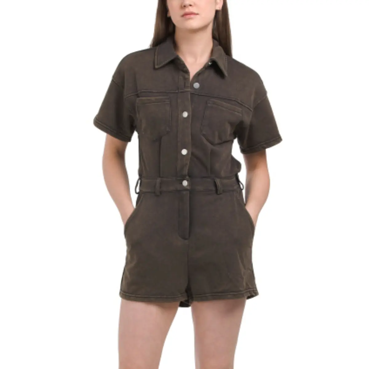 Le Lis Women's Cotton Blend Smocked Waist Short Sleeve Romper 1