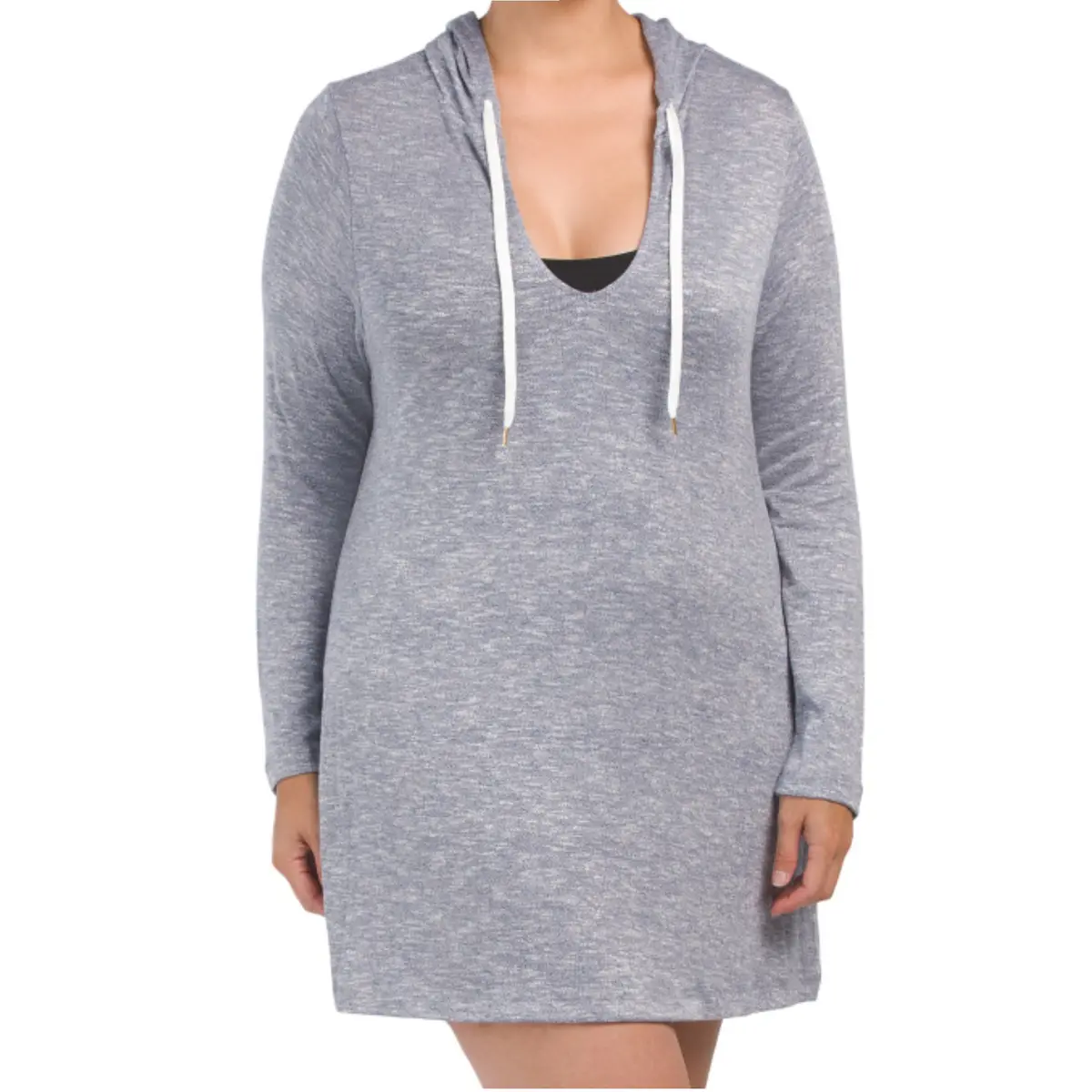La Blanca Women's Plus Beach Cozy Hooded Long Sleeve Tunic Cover-Up 1