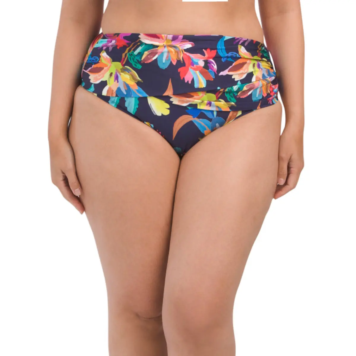 La Blanca Women's Plus Tummy Control Watercolor Floral Print Sash Bikini Bottom 1