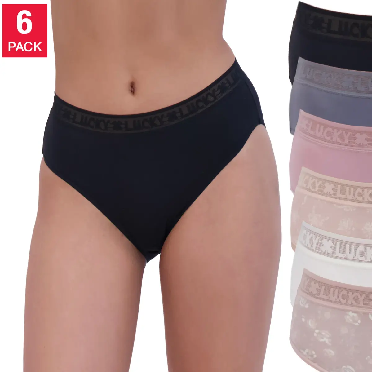 Lucky Brand Women's 6-Pack Ultra Soft 4-Way Stretch Tag Free Panties 1