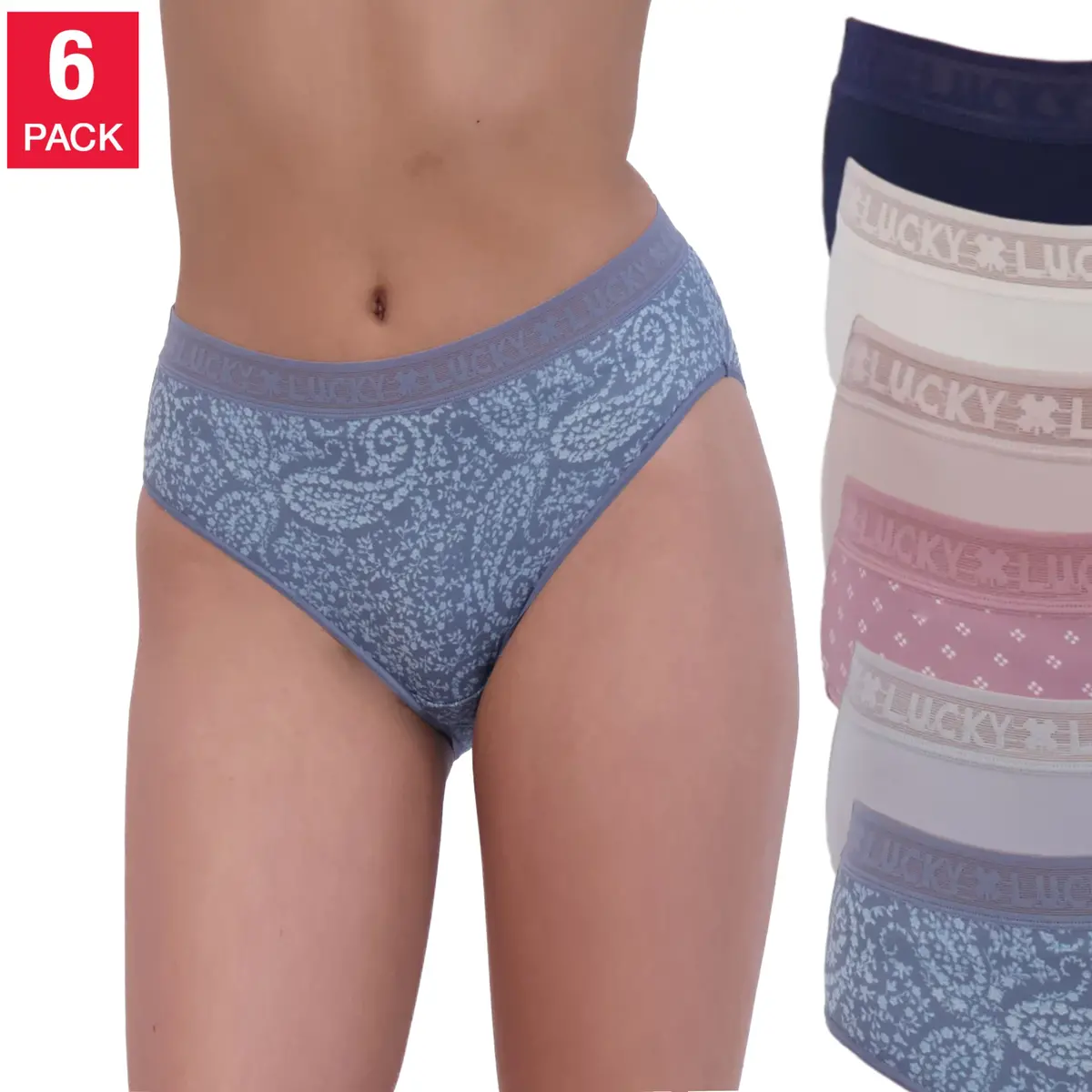Lucky Brand Women's 6-Pack Ultra Soft 4-Way Stretch Tag Free Panties 5
