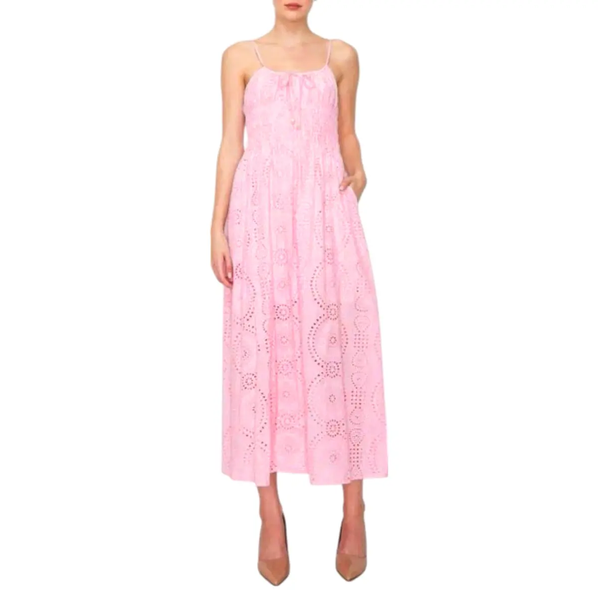 Melloday Women's Sleeveless Lightweight Eyelet Maxi Dress 1