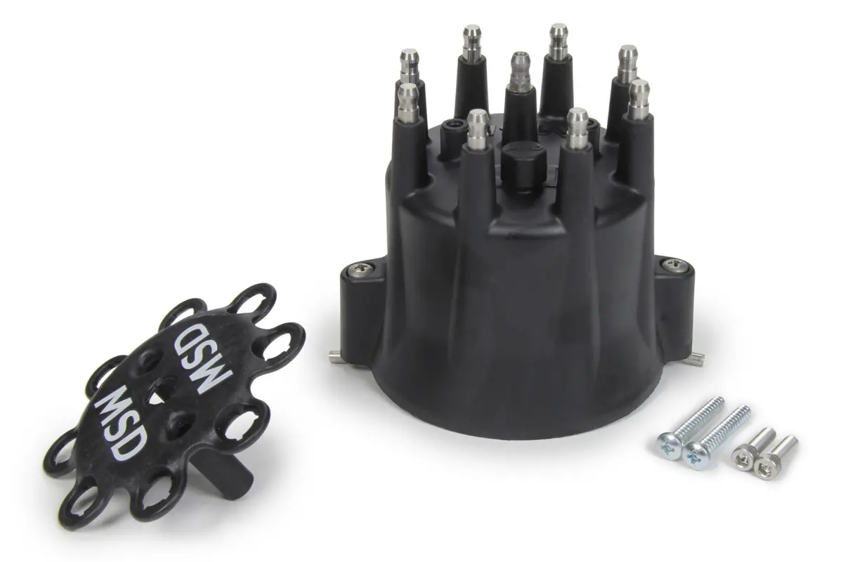 Distributor Cap & Ret- Chevy V8 Hei- Black 1