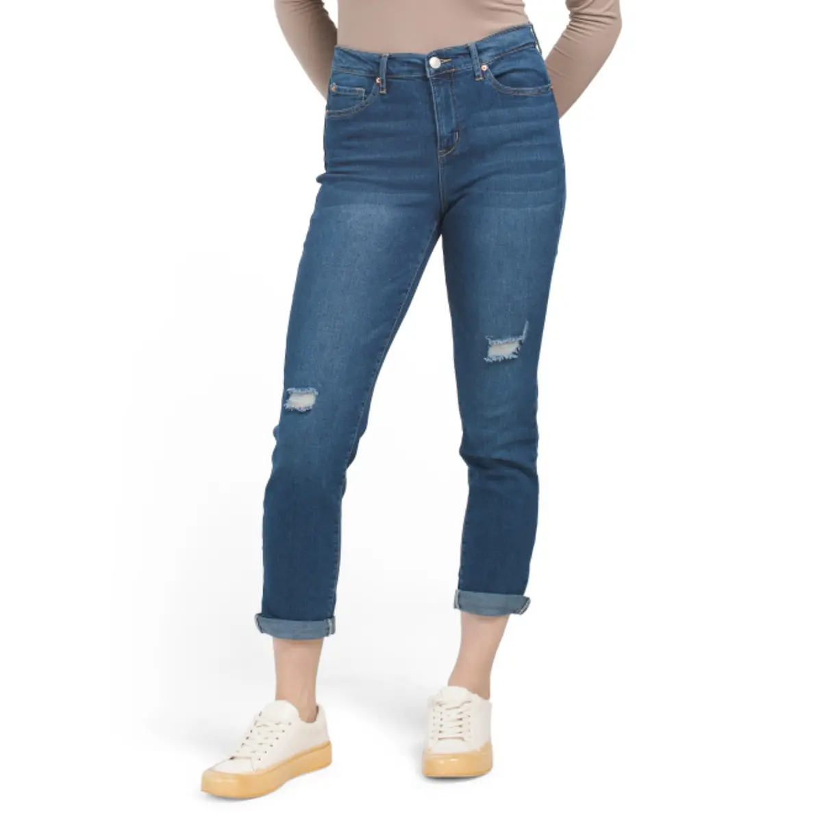 Nanette Lepore Women's Amour High Rise Destructed Denim Slim Boyfriend Jeans 1