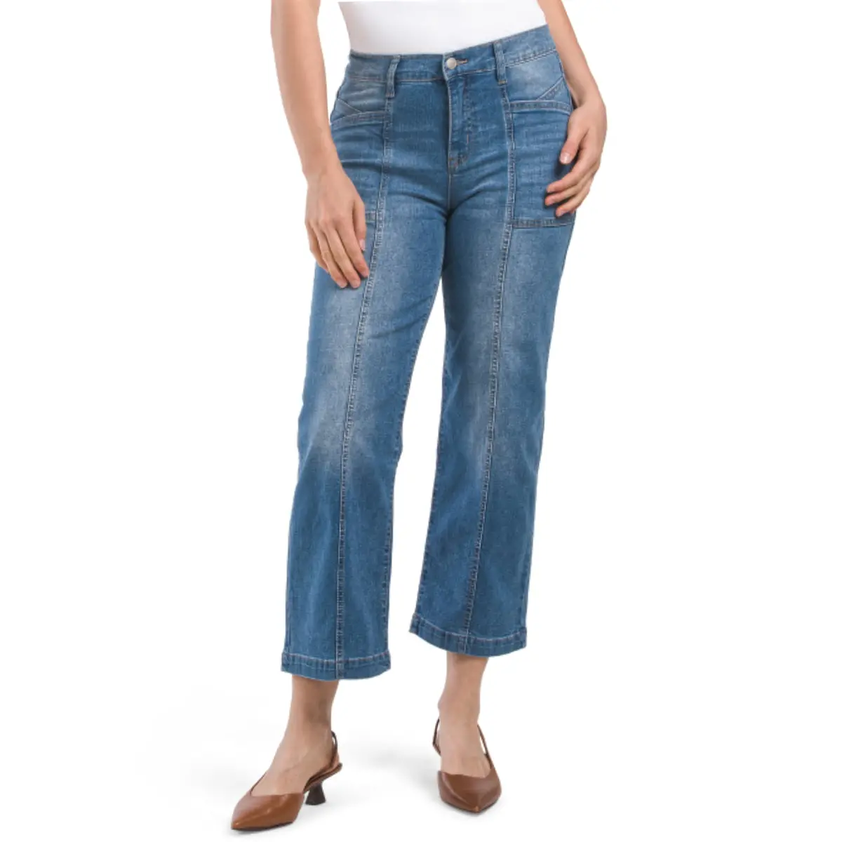 Nanette Lepore Women's High Rise Front Seam Porkchop Cropped Denim Jeans 1