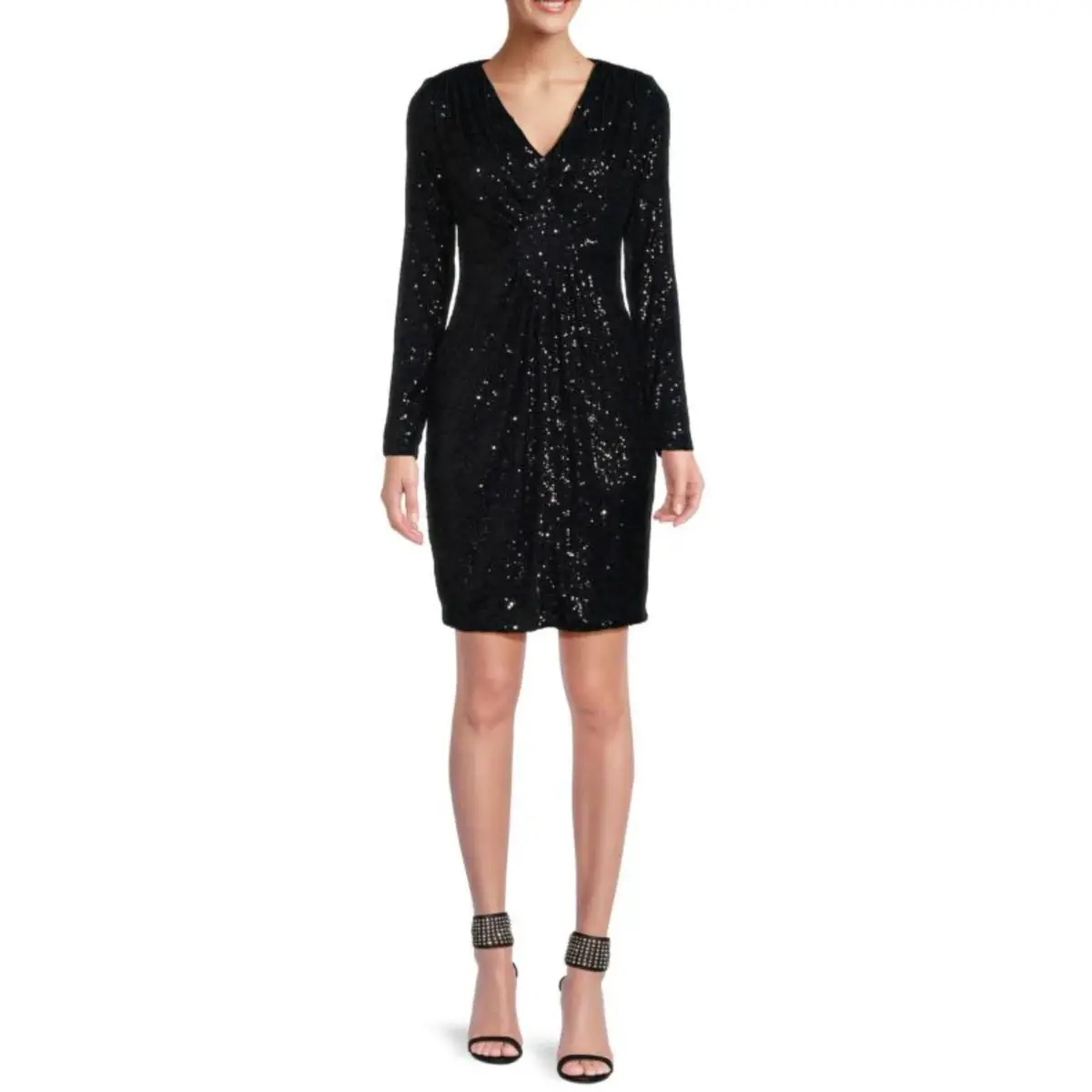 Nanette Lepore Women's V-Neck Long Sleeve Sequin Mini Dress 1