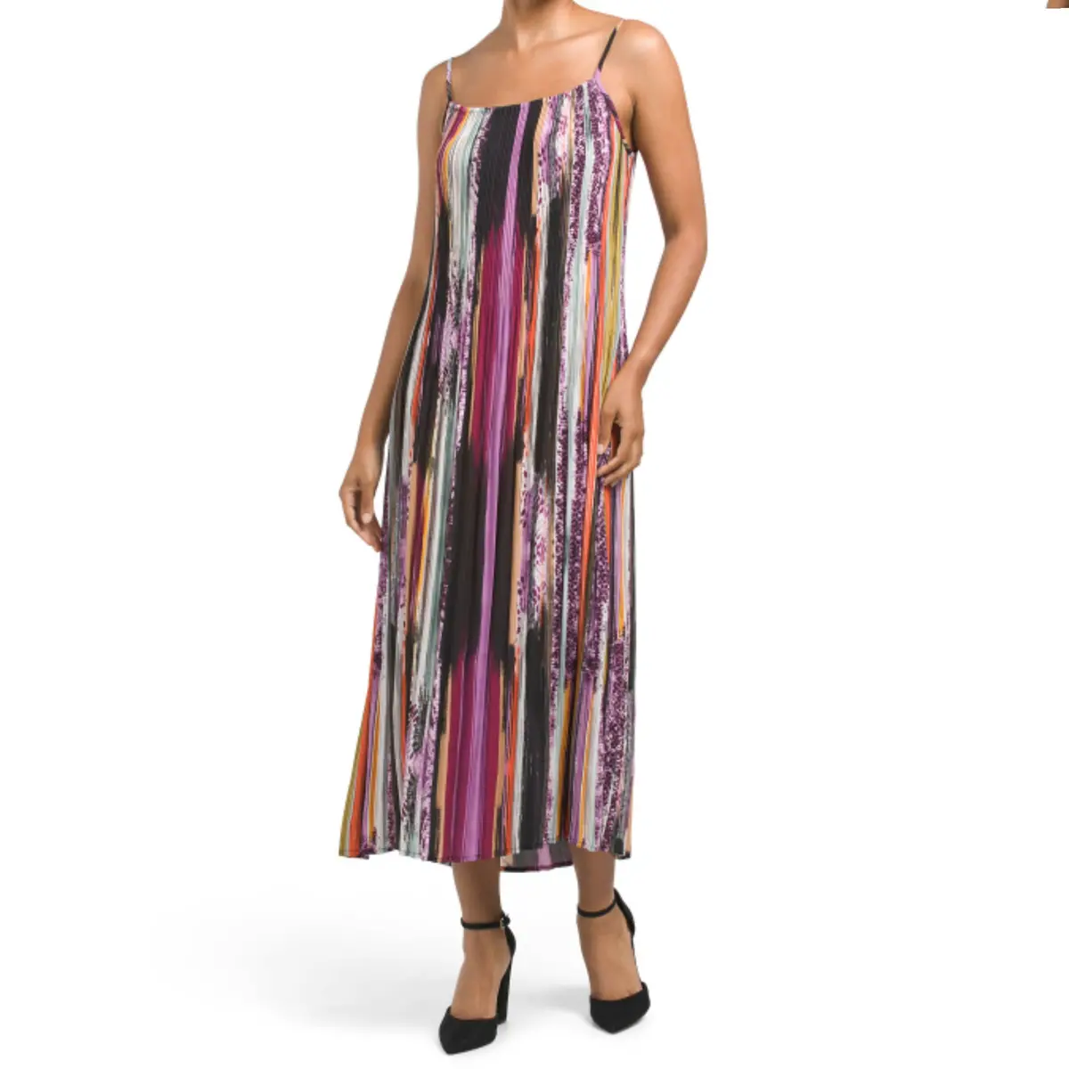 Nicole Miller Women's Multi Color Abstract Stripe Summer Maxi Dress 1