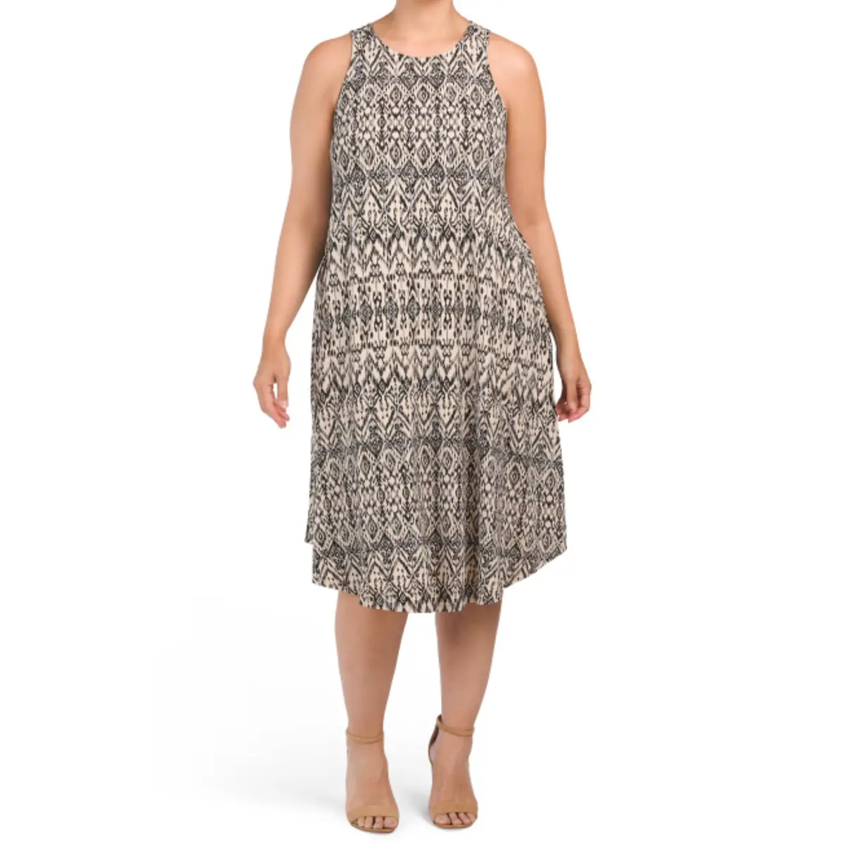 Rachel Zoe Women's Plus Sleeveless Round Neck Back Tie Detail Midi Dress 1