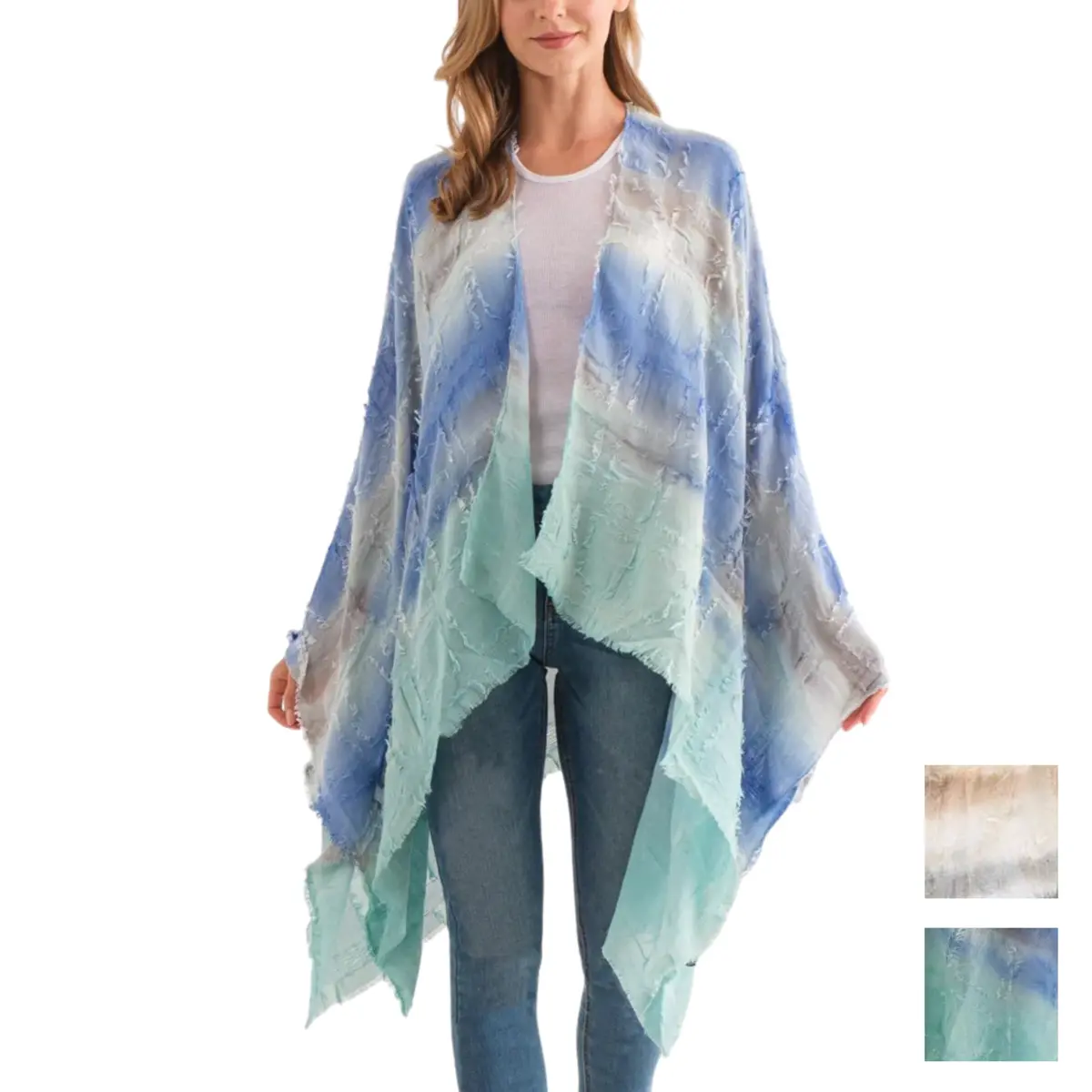Raj Women's Ariana Frayed Tie Dye Cover Up Kimono Top 1