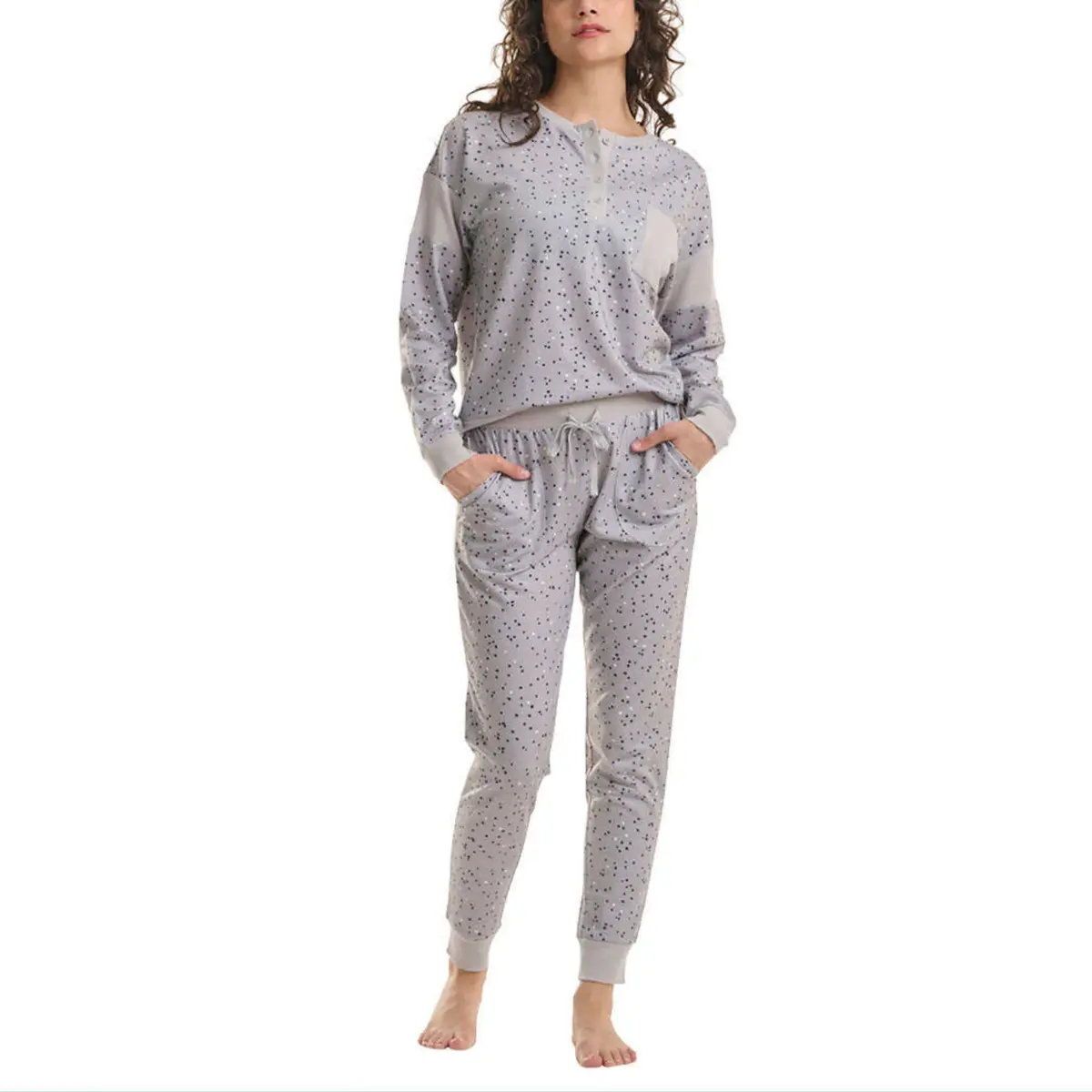 Splendid Women's 2-Piece Pj Soft French Terry Top And Pants Lounge Set 1