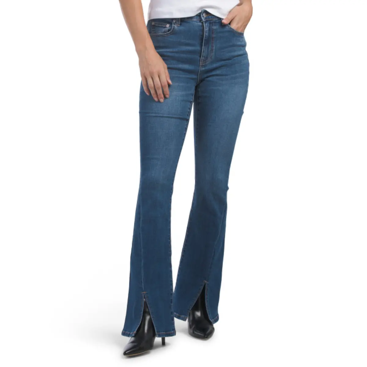 Steve Madden Women's Elia High Rise Ankle Slit Denim Flare Jeans 1