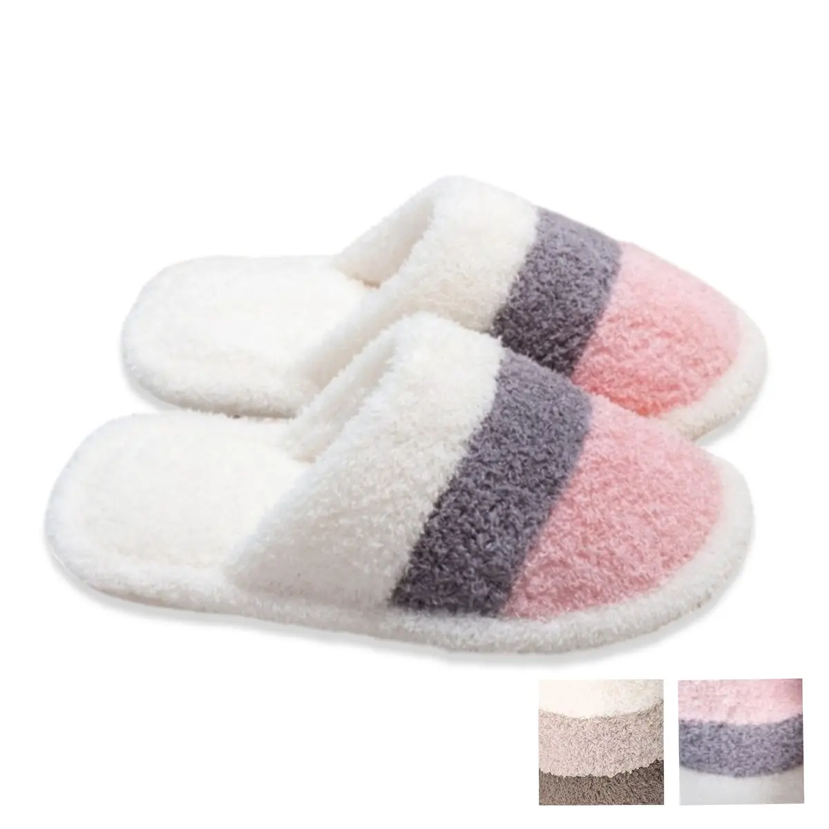 Comfyluxe Women's Soft Microfiber Cozy Stripe Pattern Slippers 1