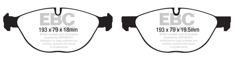 Ebc 10-14 Bmw X5 4.4 Twin Turbo (50) Yellowstuff Front Brake Pads 2