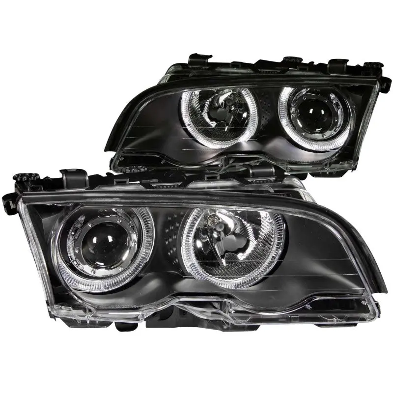 Anzo 1999-2001 Bmw 3 Series E46 Projector Headlights W/ Halo Black 1