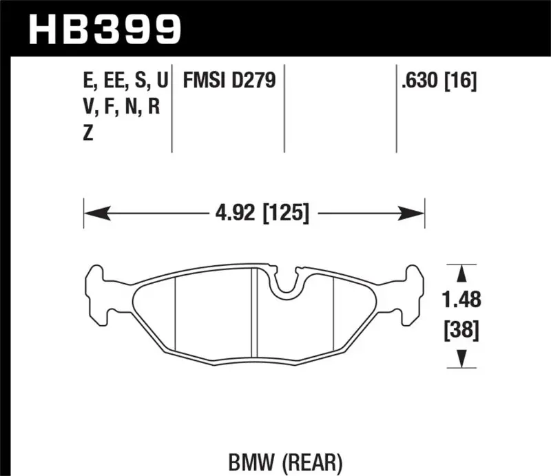 Hawk 86-87 Bmw 325 2.7L Rear Er-1 Brake Pads 1