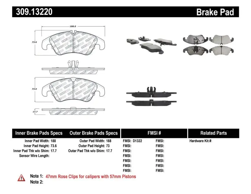 Stoptech Performance 08-10 Audi A5 / 10 S4 / 09-10 Audi A4 (Except Quattro) Front Brake Pads 1